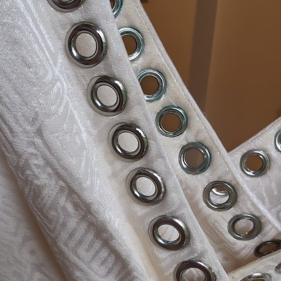 CATHERINE MALANDRINO White 100% Silk Grommet V Neck Cocktail Dress Size 4 - Picture 15 of 16